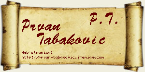 Prvan Tabaković vizit kartica
